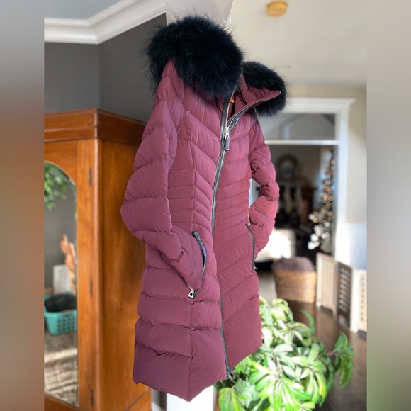 RUDSAK Women’s Winter Coat Med Never Warn-Burgundy with Blk Fur & leather Trim - Picture 5 of 12